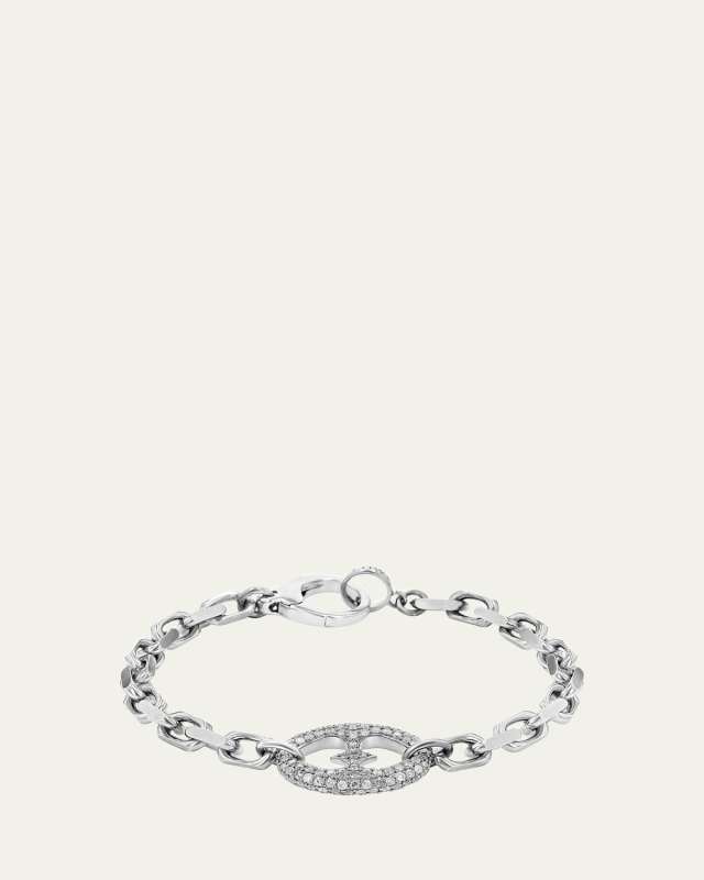 Puffy Heart Mariner Connector Bracelet with Diamonds
